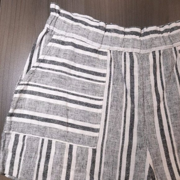 BP Linen Baja Shorts Womens Size Small Gray High Waist Pull On Chino Striped - Picture 2 of 9